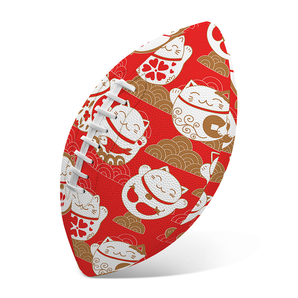 Japanese Lucky Cat Pattern Print Rugby Ball