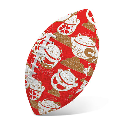 Japanese Lucky Cat Pattern Print Rugby Ball