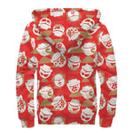 Japanese Lucky Cat Pattern Print Sherpa Lined Zip Up Hoodie