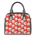 Japanese Lucky Cat Pattern Print Shoulder Handbag