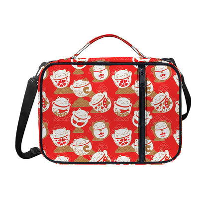 Japanese Lucky Cat Pattern Print Shoulder Strap Bible Bag