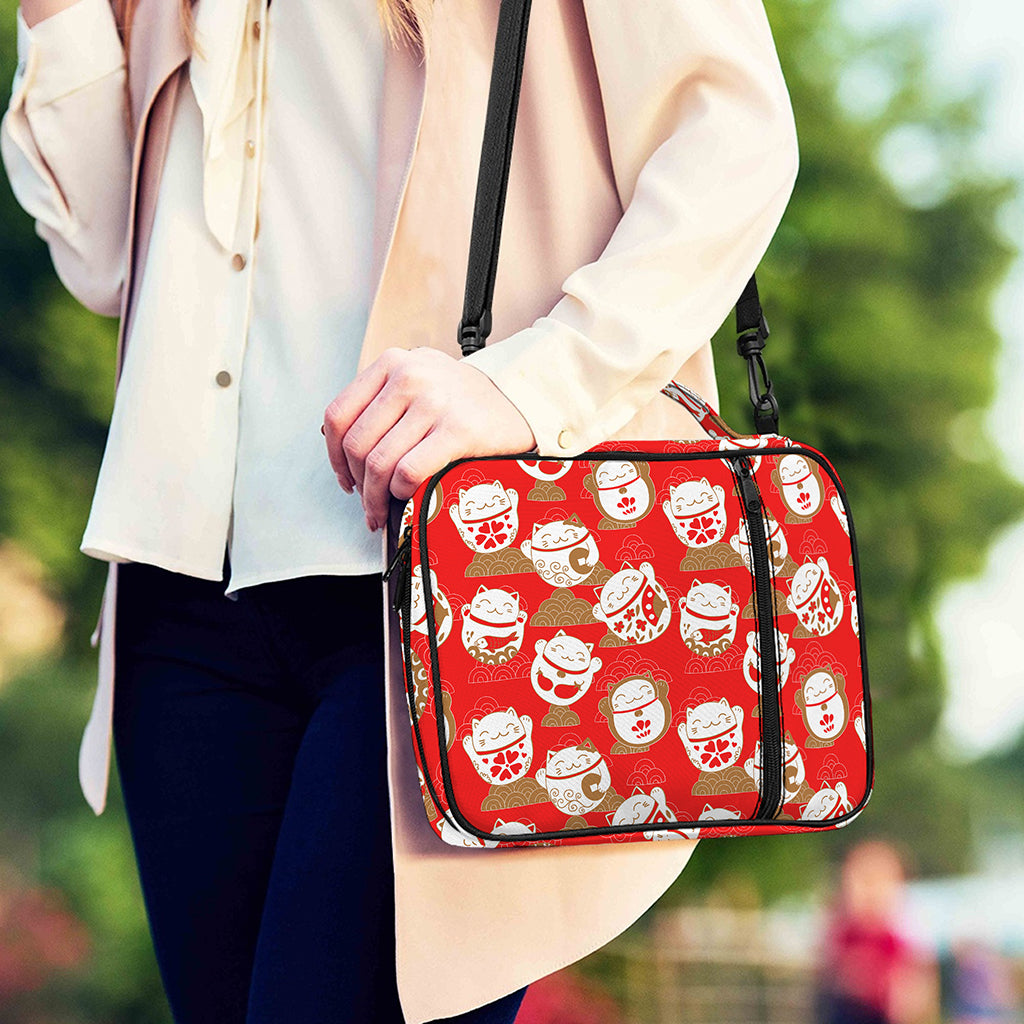 Japanese Lucky Cat Pattern Print Shoulder Strap Bible Bag