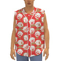 Japanese Lucky Cat Pattern Print Sleeveless Baseball Jersey