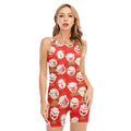 Japanese Lucky Cat Pattern Print Sleeveless One Piece Swimsuit