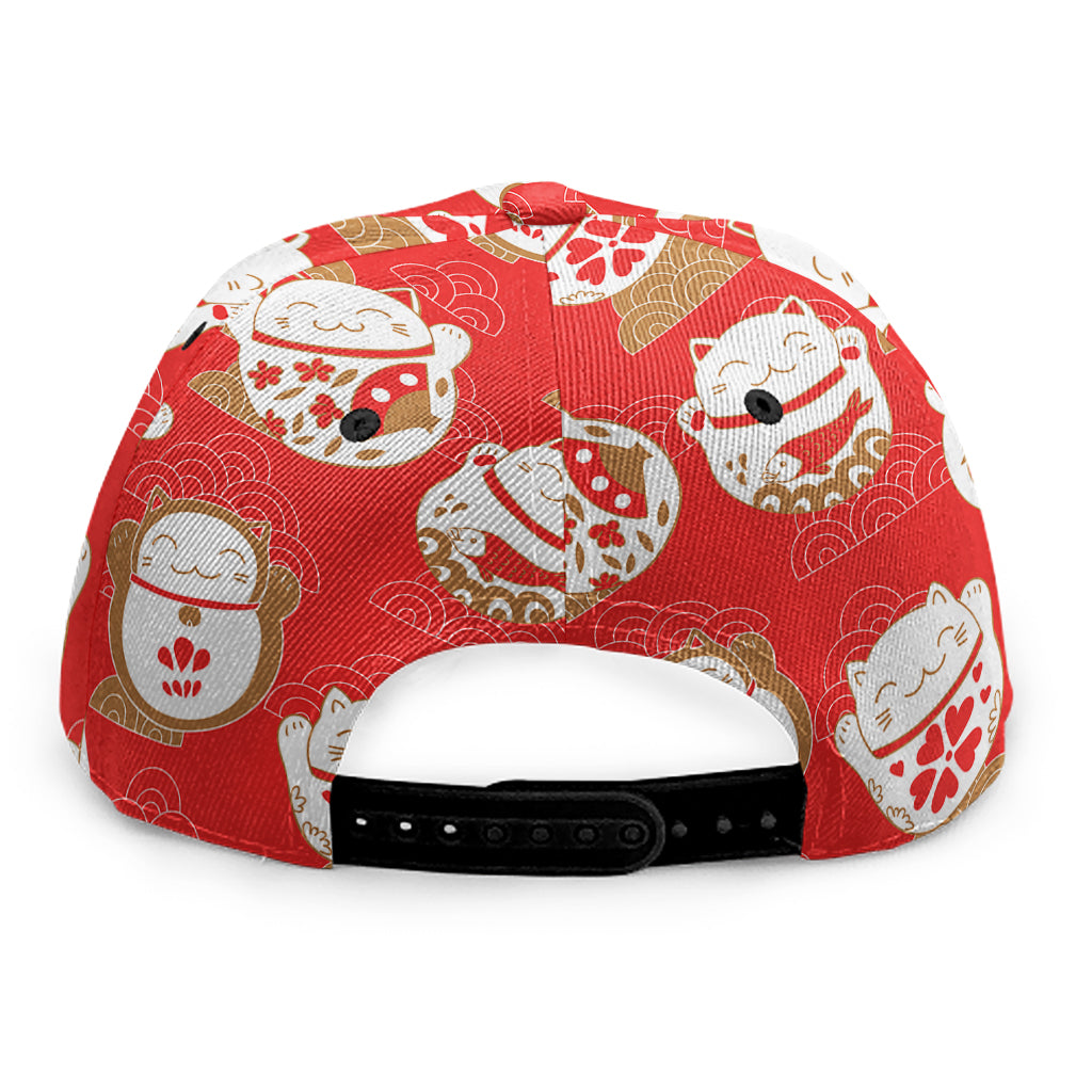 Japanese Lucky Cat Pattern Print Snapback Cap