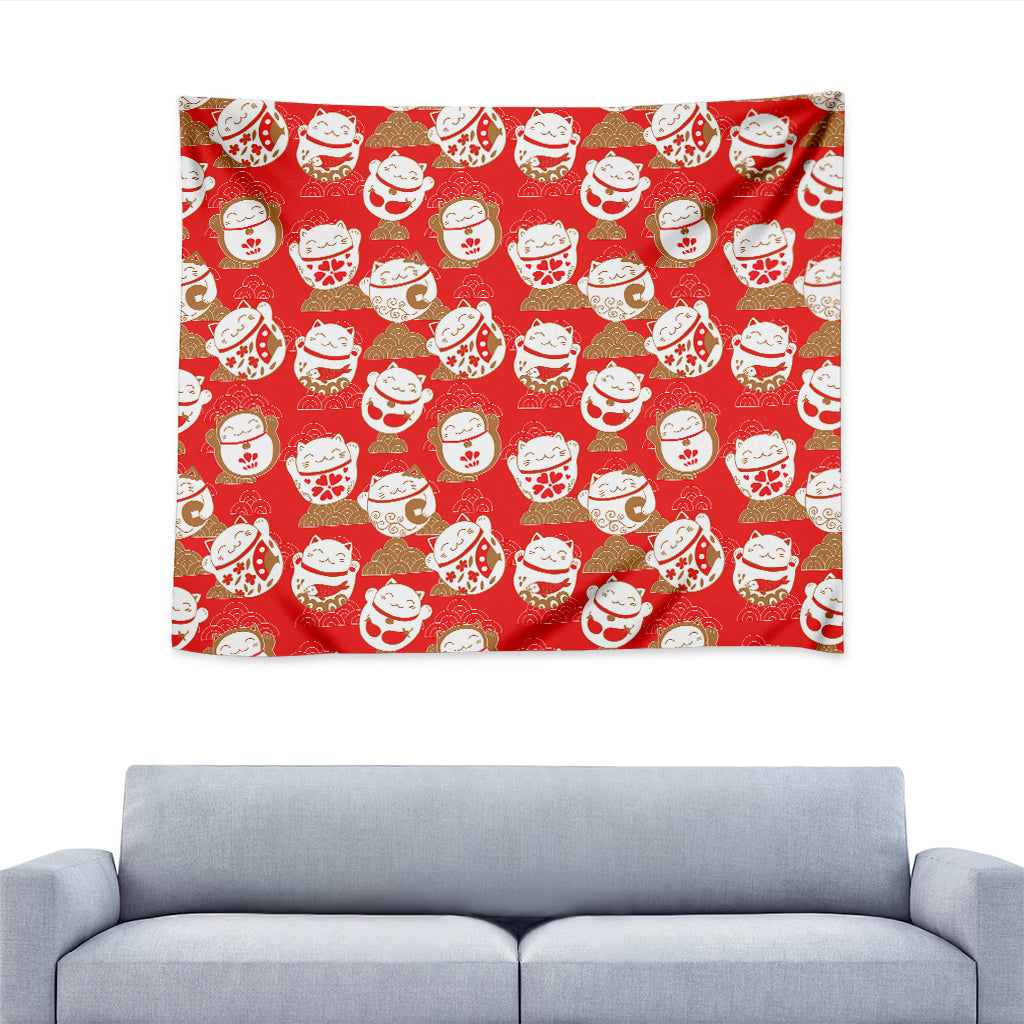 Japanese Lucky Cat Pattern Print Tapestry