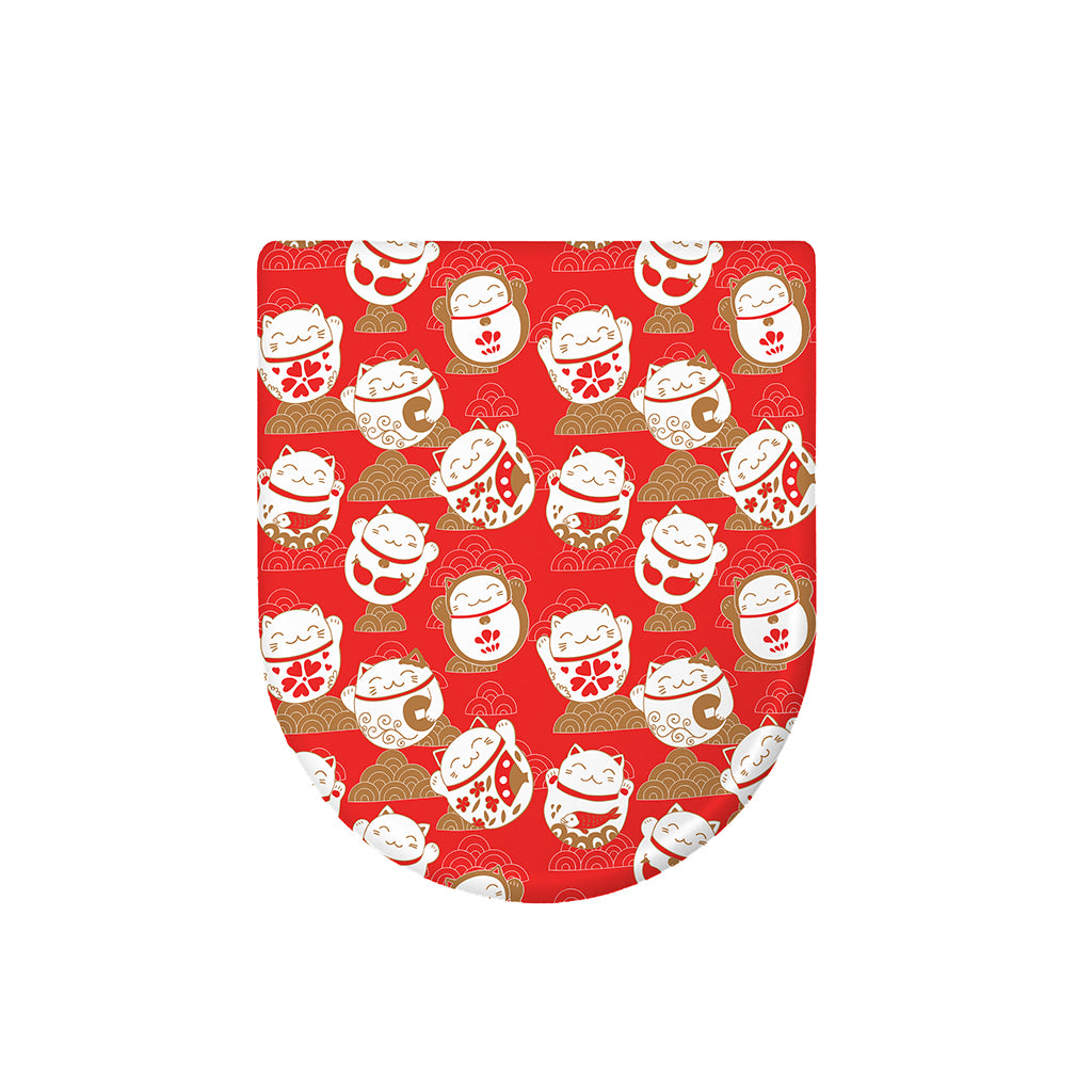Japanese Lucky Cat Pattern Print Toilet Lid Cover