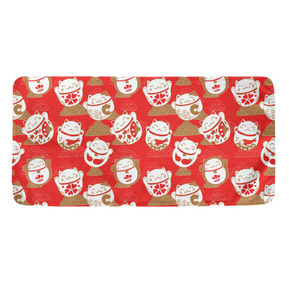 Japanese Lucky Cat Pattern Print Towel
