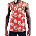 Japanese Lucky Cat Pattern Print Men's Workout Tank Top