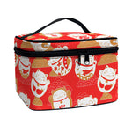 Japanese Lucky Cat Pattern Print Travel Makeup Bag