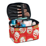 Japanese Lucky Cat Pattern Print Travel Makeup Bag