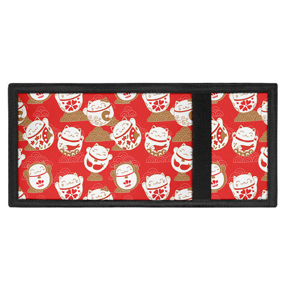Japanese Lucky Cat Pattern Print Trifold Wallet