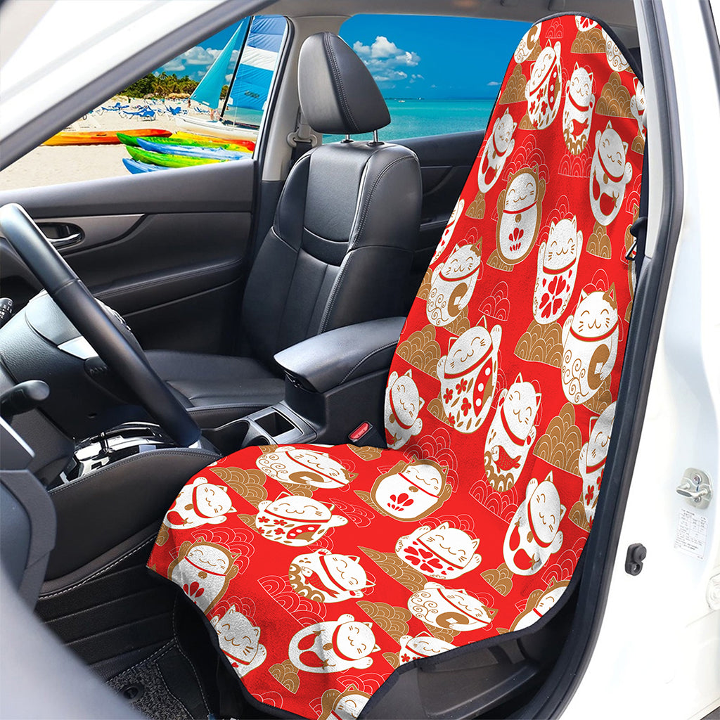 Japanese Lucky Cat Pattern Print Waterproof Car Seat Cover