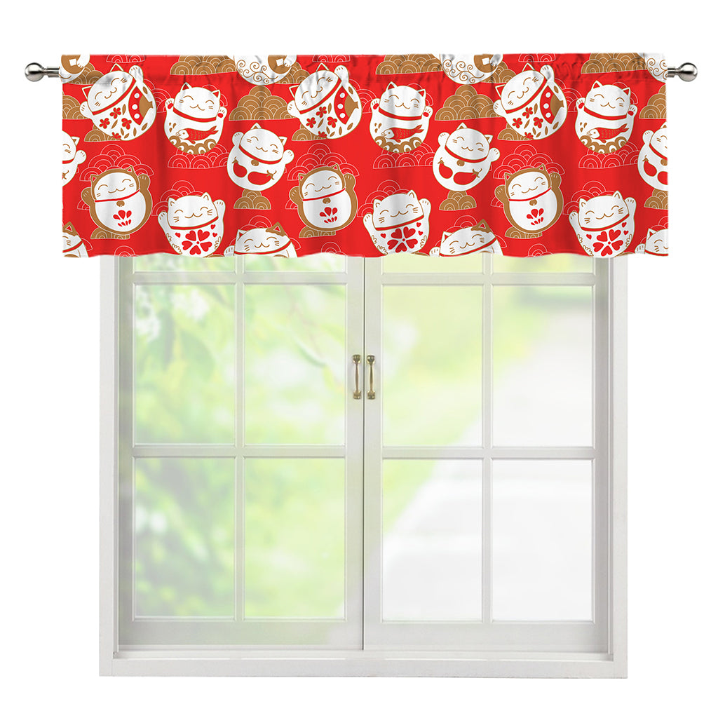 Japanese Lucky Cat Pattern Print Window Valance