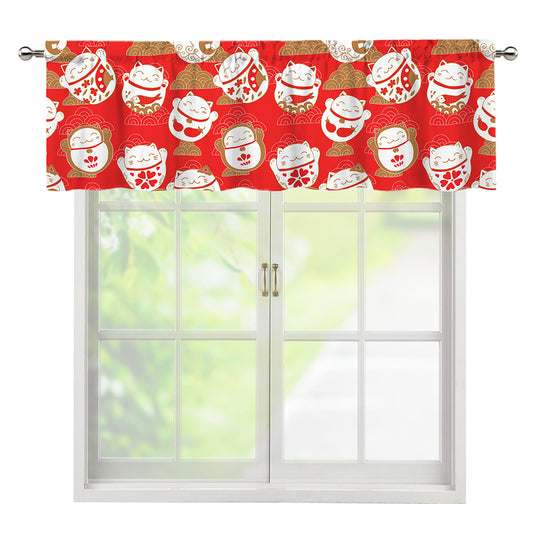 Japanese Lucky Cat Pattern Print Window Valance
