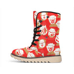 Japanese Lucky Cat Pattern Print Winter Boots