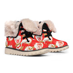 Japanese Lucky Cat Pattern Print Winter Boots