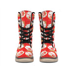 Japanese Lucky Cat Pattern Print Winter Boots
