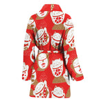 Japanese Lucky Cat Pattern Print Women's Bathrobe