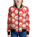 Japanese Lucky Cat Pattern Print Women's Bomber Jacket