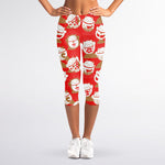 Japanese Lucky Cat Pattern Print Women's Capri Leggings