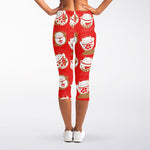 Japanese Lucky Cat Pattern Print Women's Capri Leggings