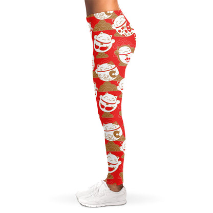 Japanese Lucky Cat Pattern Print Women's Leggings