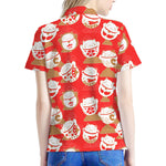 Japanese Lucky Cat Pattern Print Women's Polo Shirt
