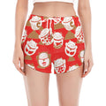 Japanese Lucky Cat Pattern Print Women's Split Running Shorts