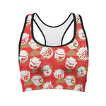 Japanese Lucky Cat Pattern Print Women's Sports Bra
