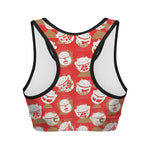 Japanese Lucky Cat Pattern Print Women's Sports Bra
