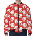 Japanese Lucky Cat Pattern Print Zip Sleeve Bomber Jacket