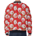 Japanese Lucky Cat Pattern Print Zip Sleeve Bomber Jacket