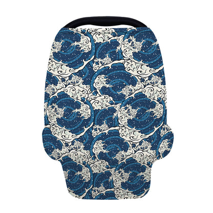 Japanese Ocean Wave Pattern Print Baby Seat Cover