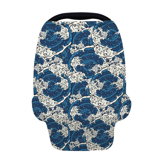 Japanese Ocean Wave Pattern Print Baby Seat Cover