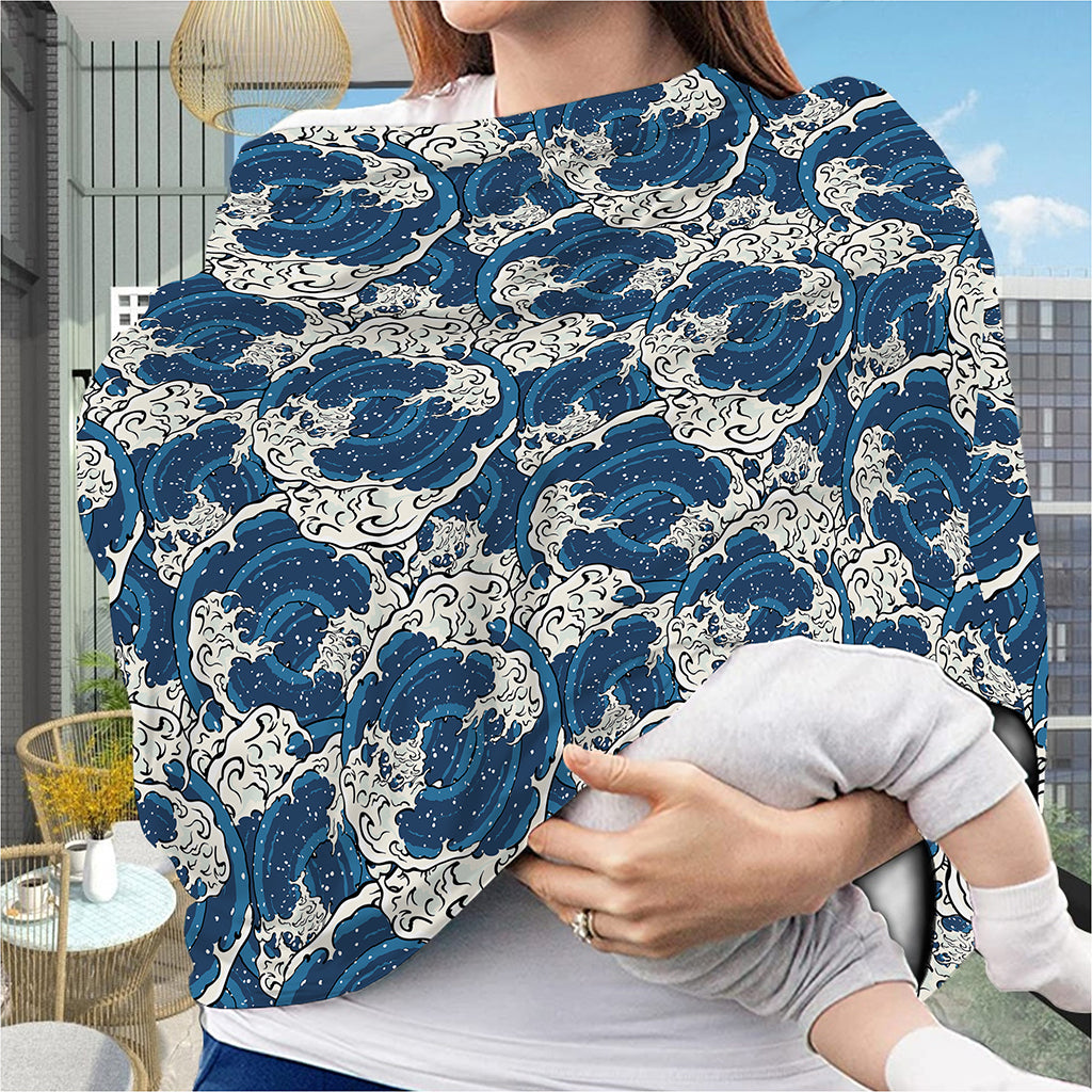 Japanese Ocean Wave Pattern Print Baby Seat Cover