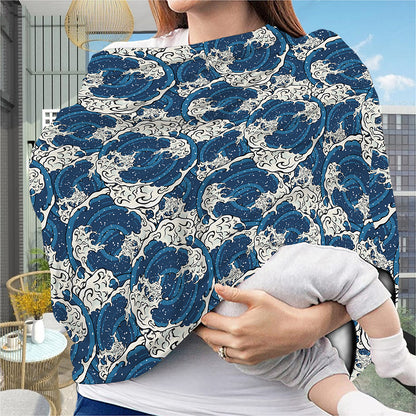 Japanese Ocean Wave Pattern Print Baby Seat Cover