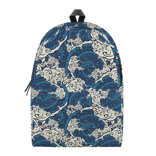 Japanese Ocean Wave Pattern Print Backpack