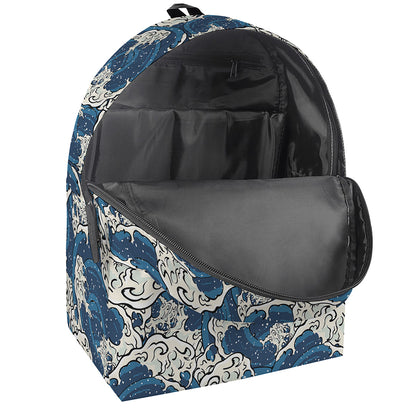 Japanese Ocean Wave Pattern Print Backpack