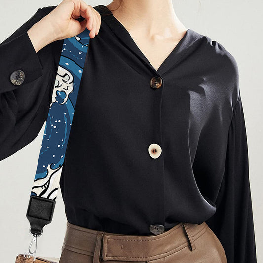 Japanese Ocean Wave Pattern Print Bag Strap