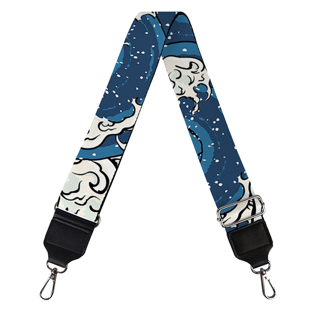Japanese Ocean Wave Pattern Print Bag Strap