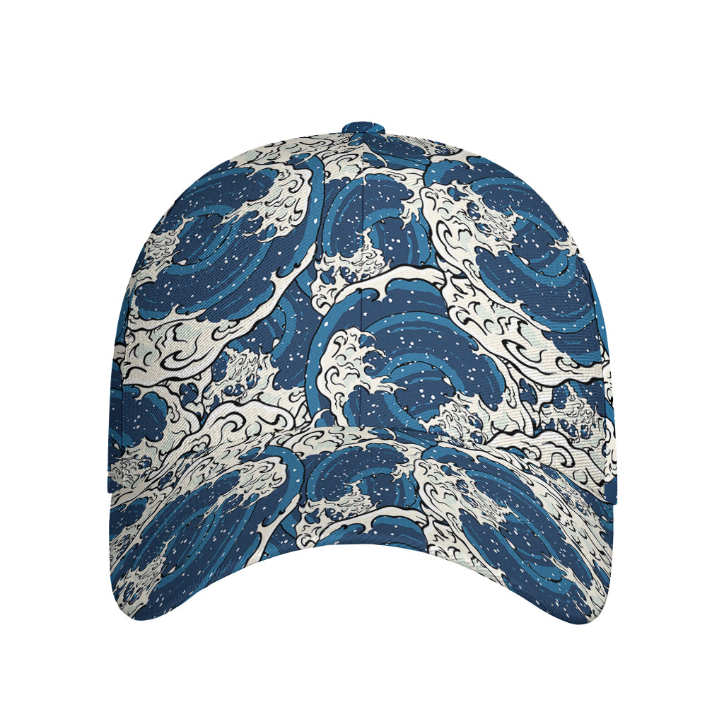 Japanese Ocean Wave Pattern Print Baseball Cap