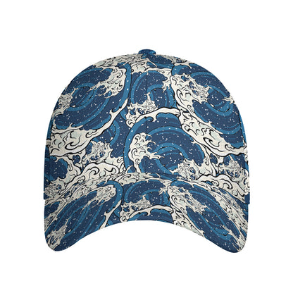 Japanese Ocean Wave Pattern Print Baseball Cap
