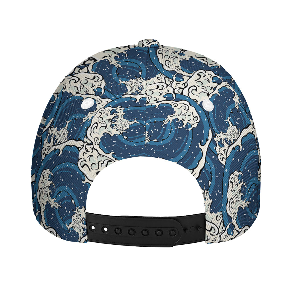 Japanese Ocean Wave Pattern Print Baseball Cap
