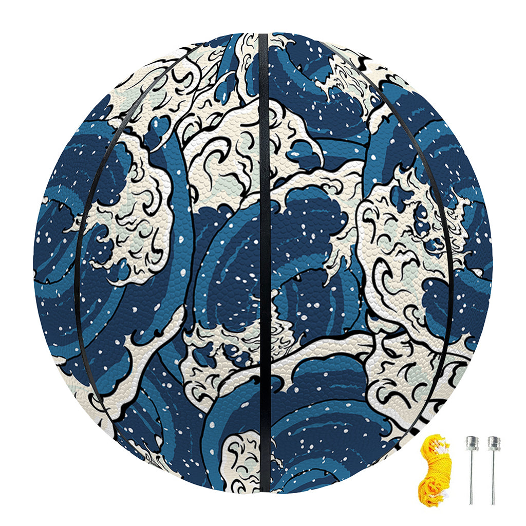 Japanese Ocean Wave Pattern Print Basketball