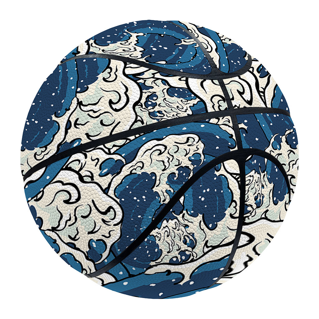 Japanese Ocean Wave Pattern Print Basketball