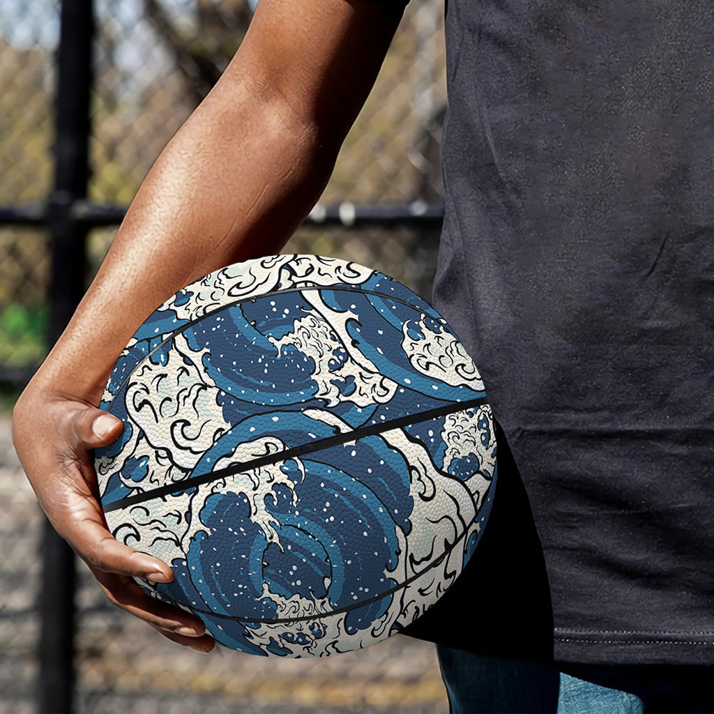 Japanese Ocean Wave Pattern Print Basketball