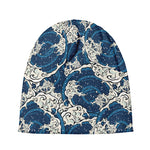 Japanese Ocean Wave Pattern Print Beanie