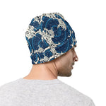 Japanese Ocean Wave Pattern Print Beanie