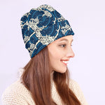 Japanese Ocean Wave Pattern Print Beanie